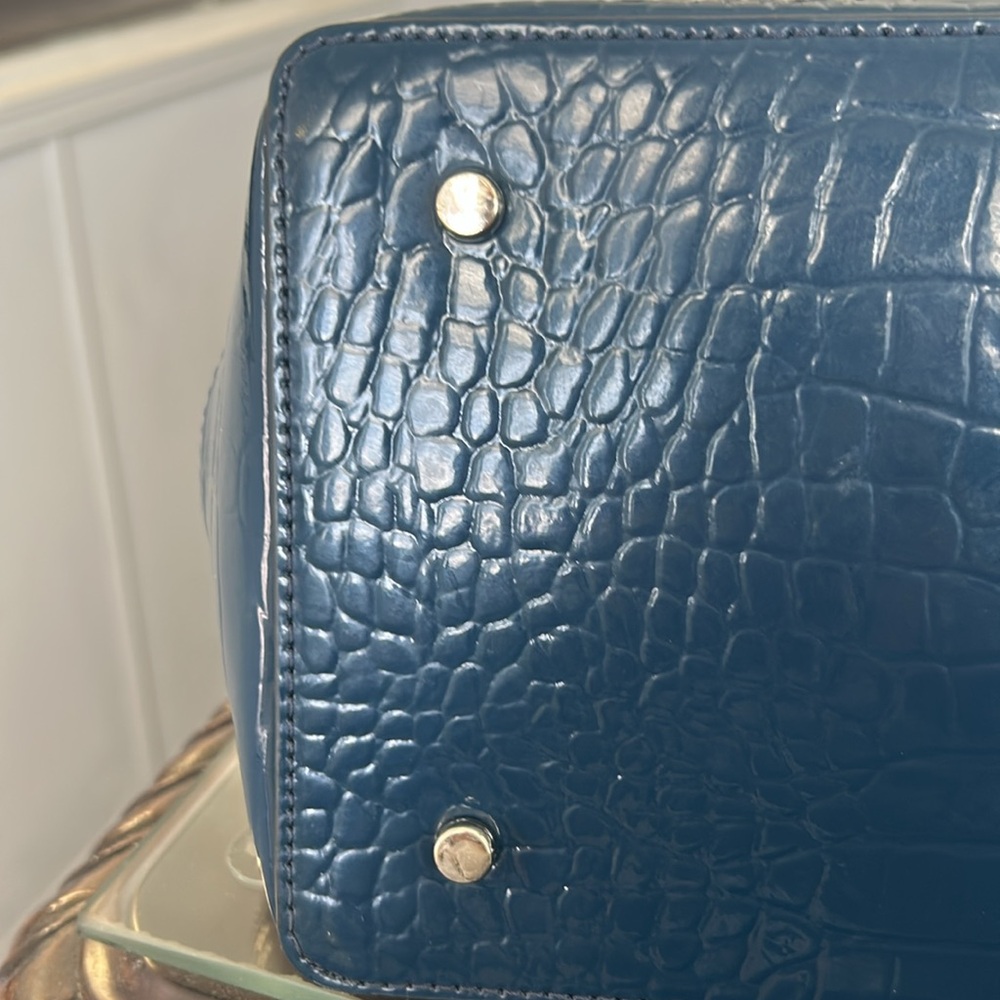 Kate Spade Navy Croc-Embossed Shoulder Bag and Dust BagNavy Blue Preowned - Picture 14 of 15